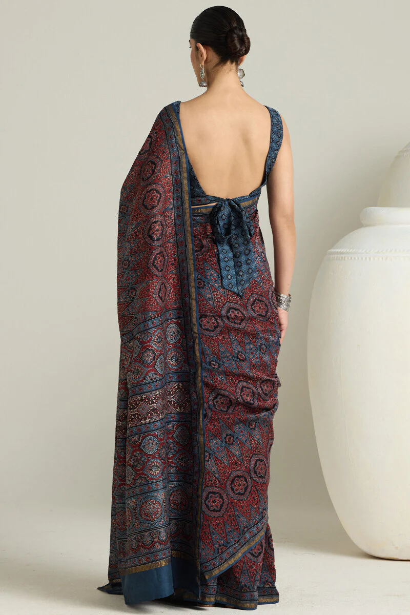 Sehra Rumi Ajrakh Chanderi Saree - Image 7