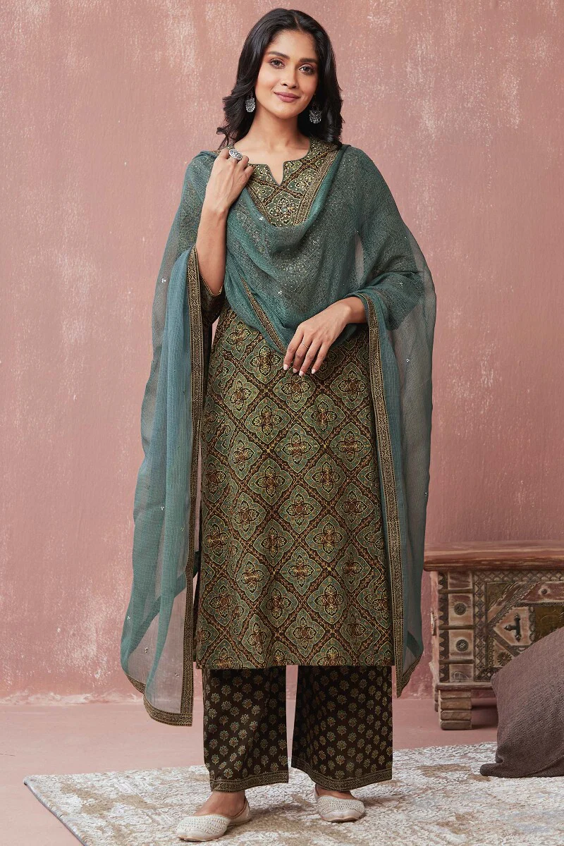 Sehra Samina Ajrak Kurta - Image 4