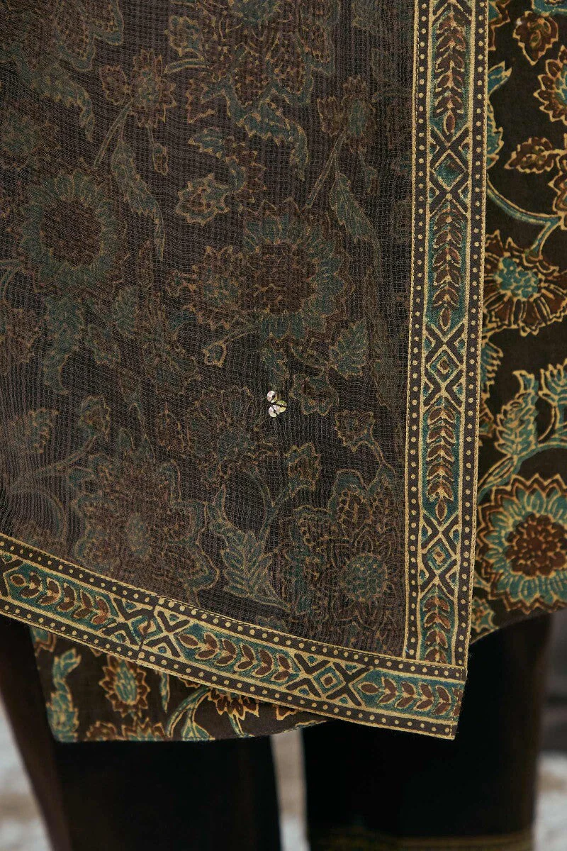 Sehra Samina Brown Kota Dupatta - Image 5