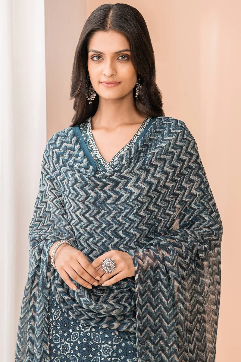 Sehra Shabnam Ajrak Kota Dupatta