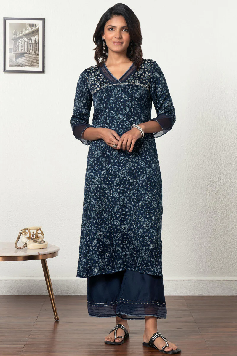 Sehra Shabnam Ajrak Modal Kurta - Image 3