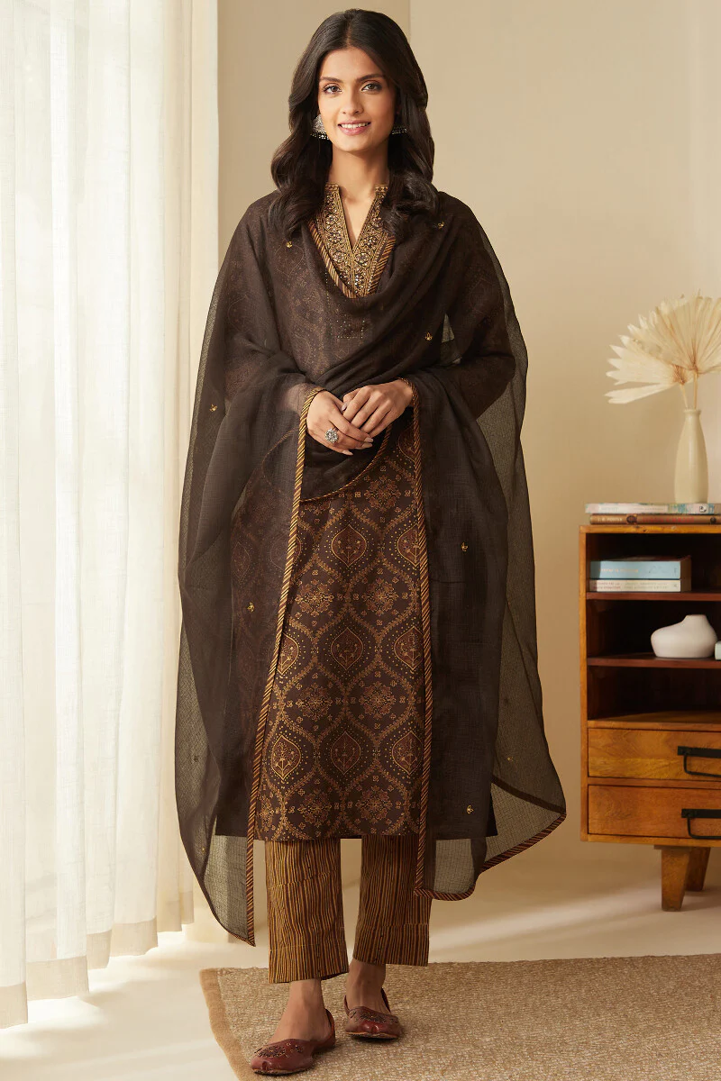 Sehra Yasmine Ajrak Kurta - Image 4