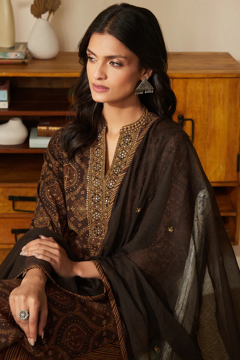 Sehra Yasmine Ajrak Kurta - Image 7