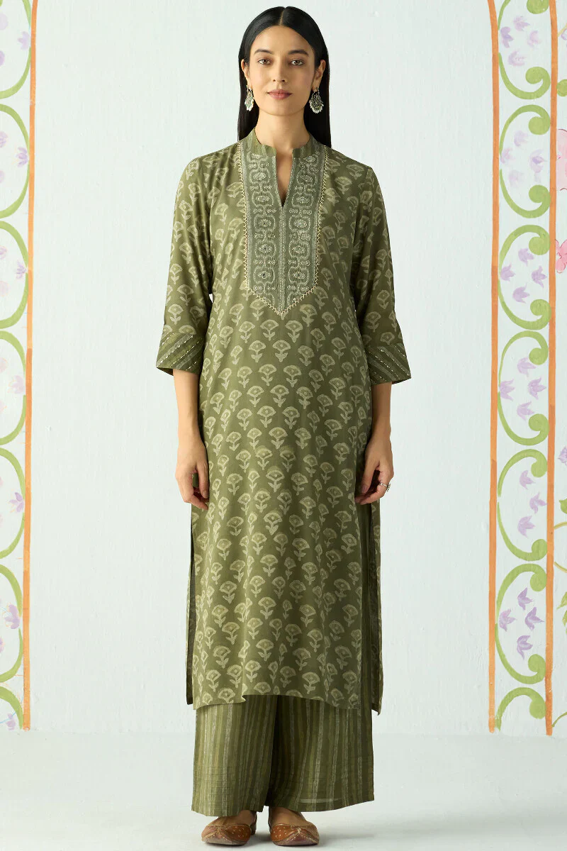 Surplus: Sehra Zarah Green Dabu Kurta - Image 2