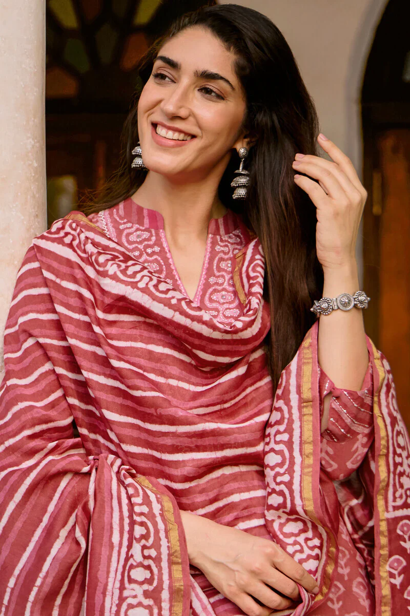 Surplus: Sehra Zarah Pink Dabu Chanderi Dupatta