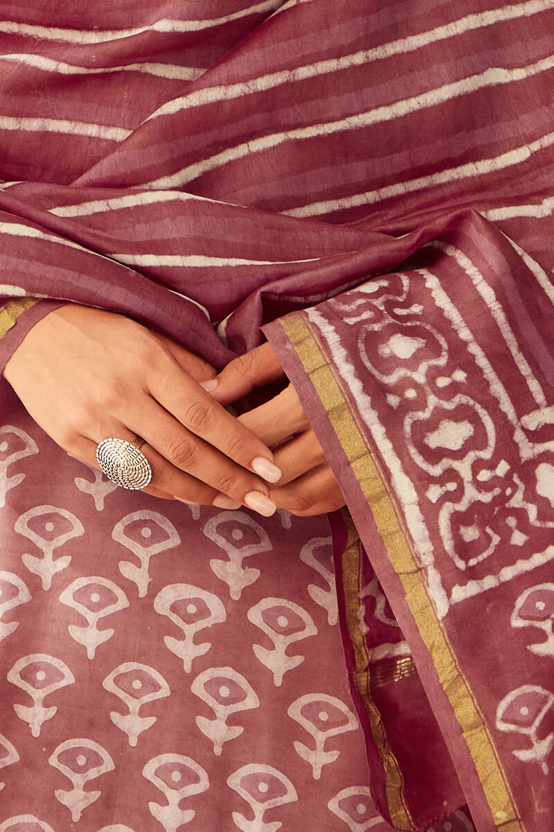 Sehra Zarah Pink Dabu Dupatta - Image 4