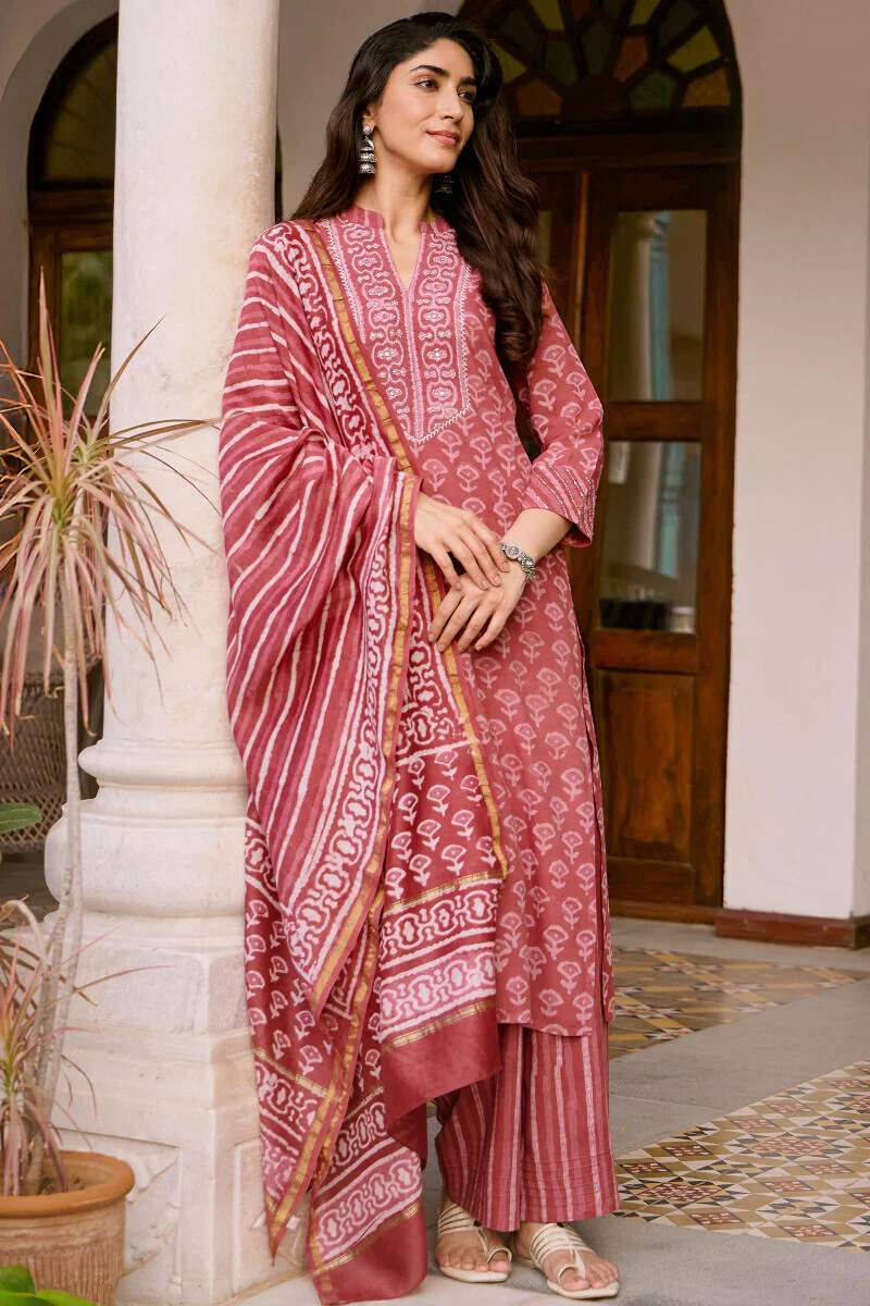 Surplus: Sehra Zarah Pink Dabu Kurta - Image 3