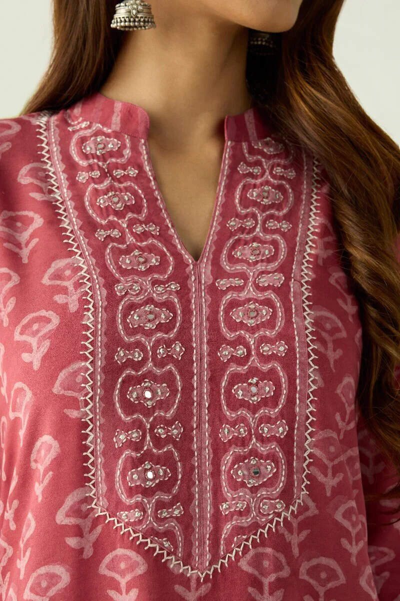 Surplus: Sehra Zarah Pink Dabu Kurta - Image 4