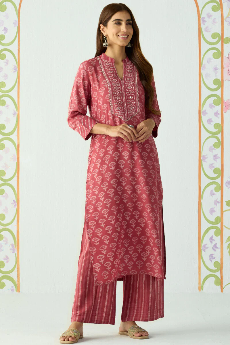 Surplus: Sehra Zarah Pink Dabu Kurta - Image 5