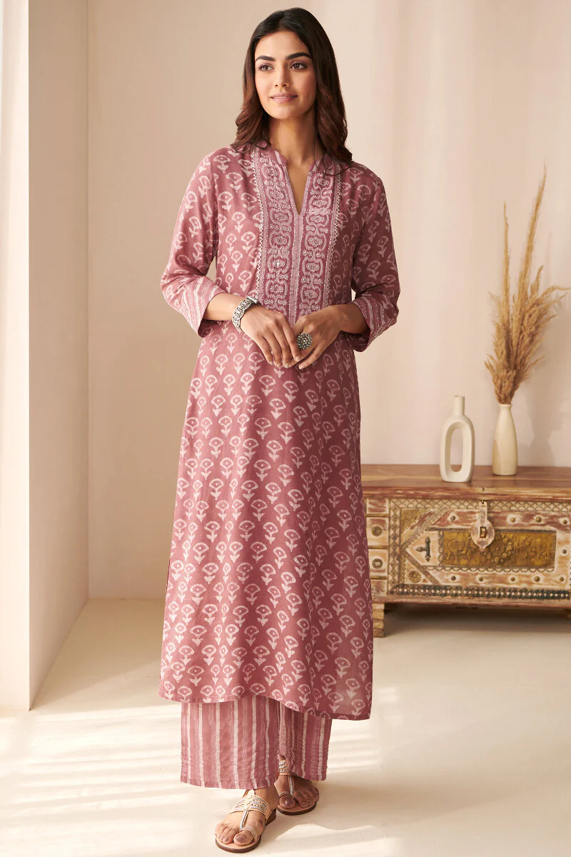 Sehra Zarah Pink Dabu Kurta - Image 2