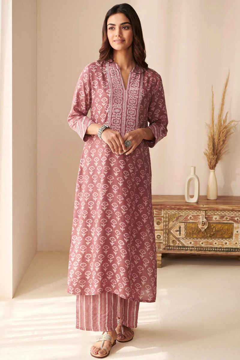 Sehra Zarah Pink Dabu Kurta - Image 2