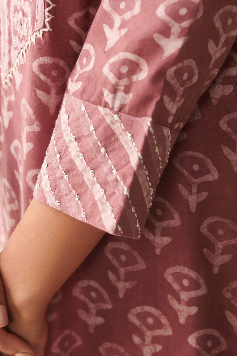 Sehra Zarah Pink Dabu Kurta - Image 6