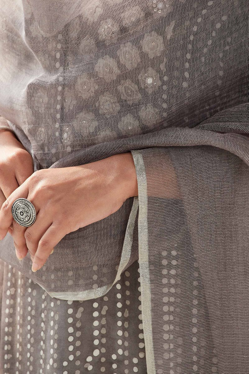 Sehra Zeenat Grey Cotton Silk Dupatta - Image 4
