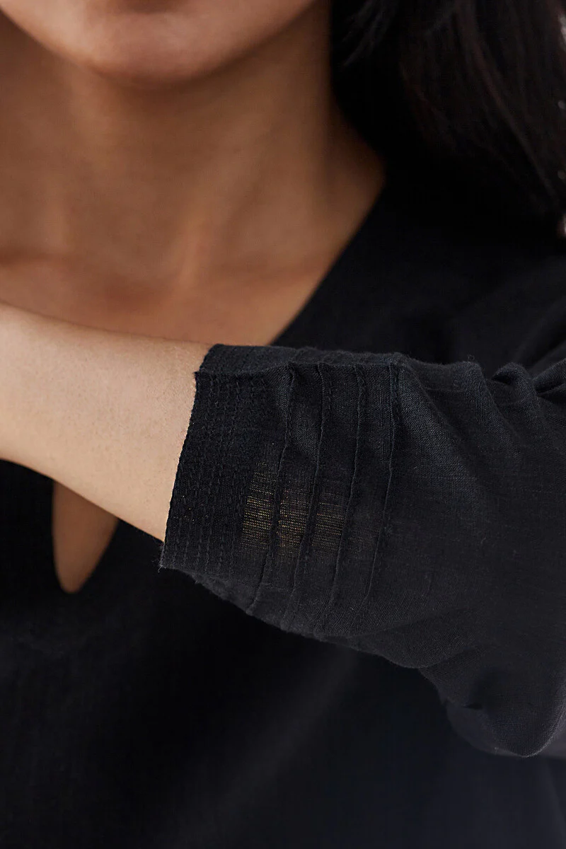 Sehra Zoya Black Cotton Linen Kurta - Image 5