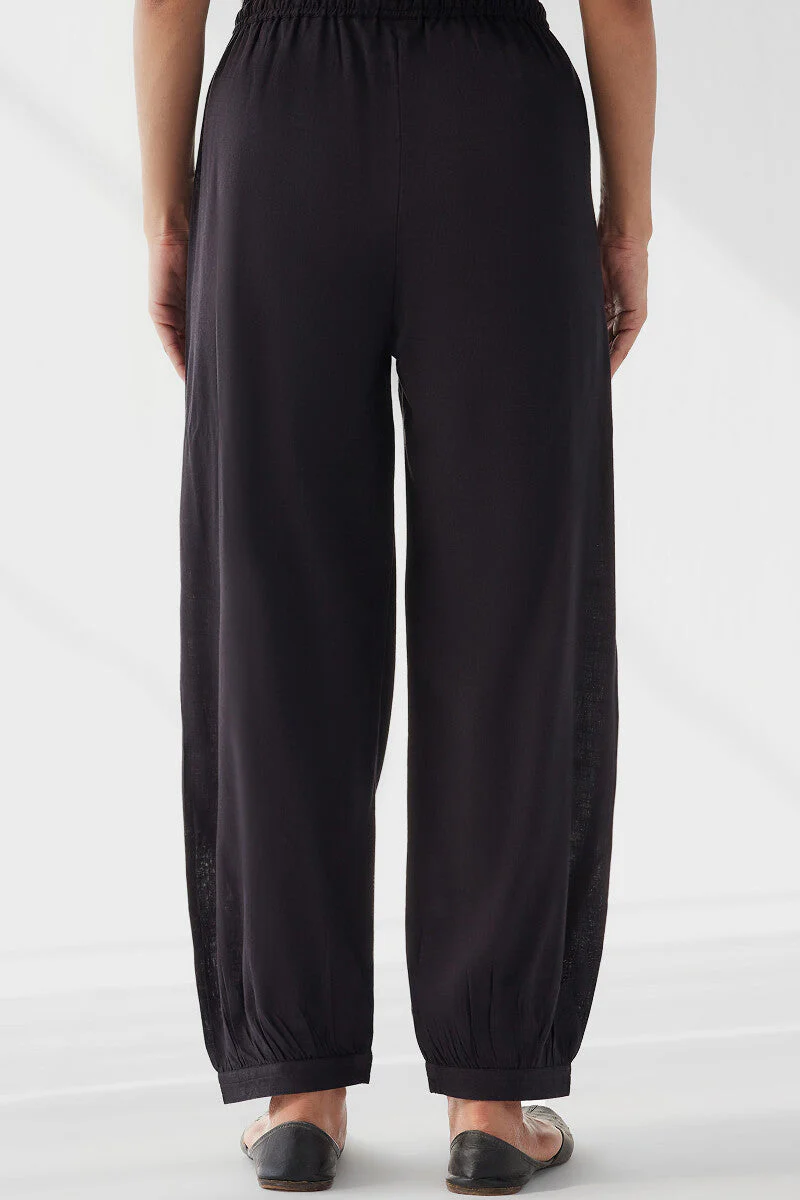 Sehra Zoya Black Rayon Slub Izhaar Pants - Image 5