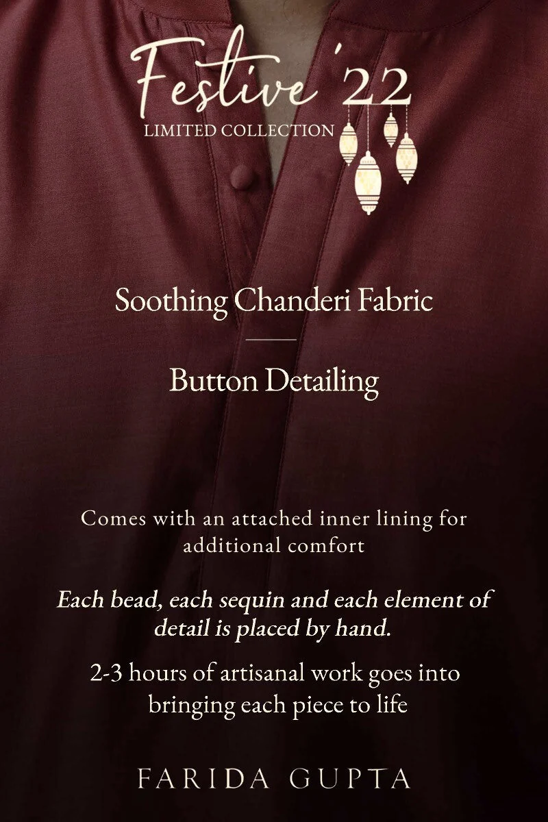 Shirin Arsh Maroon Chanderi Kurta - Image 6