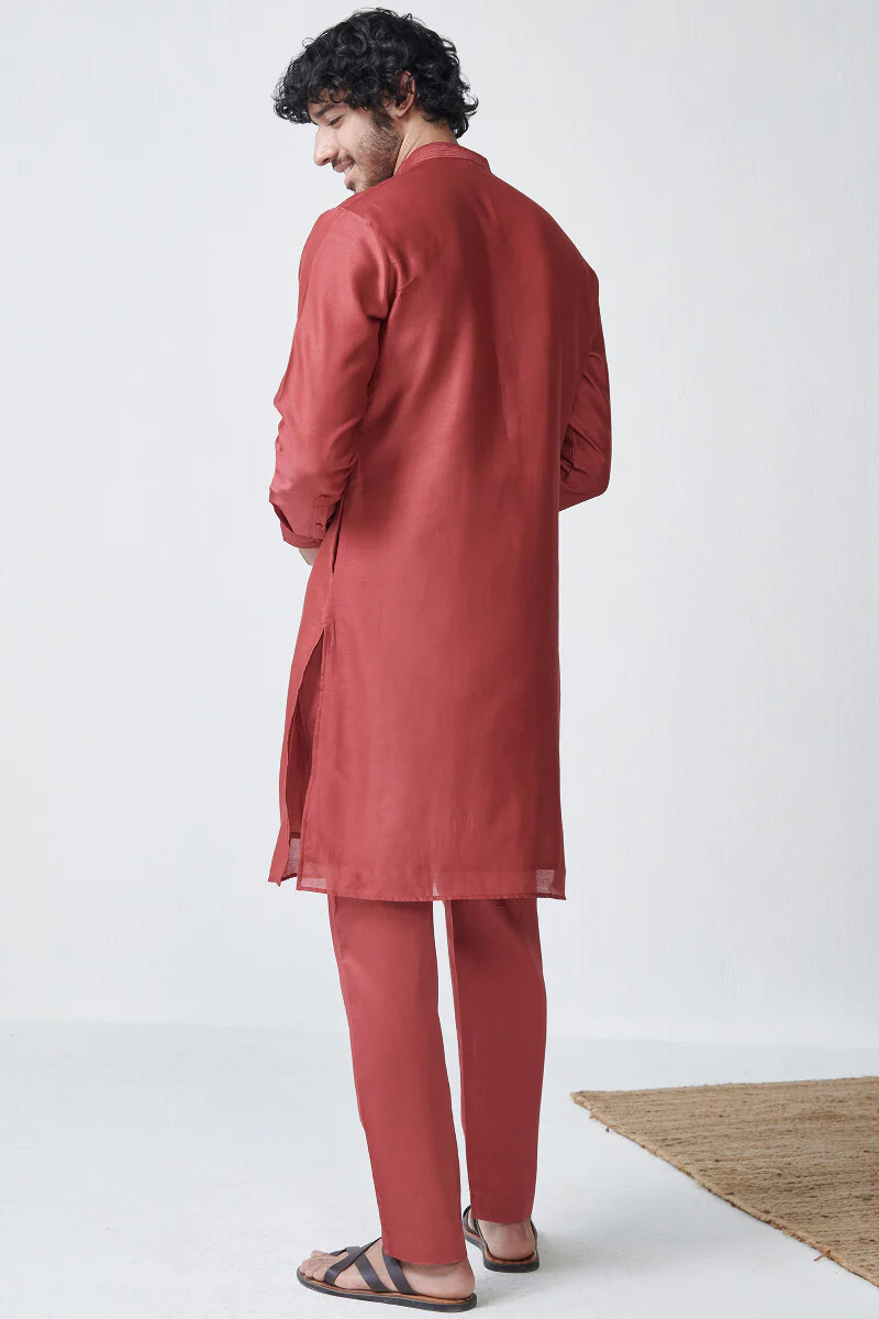 Shirin Arsh Red Chanderi Kurta - Image 6