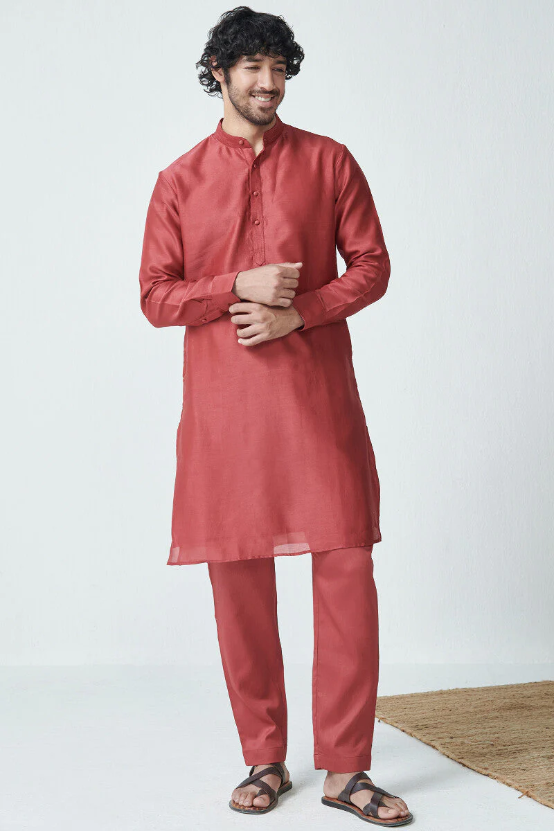 Shirin Arsh Red Chanderi Kurta - Image 3