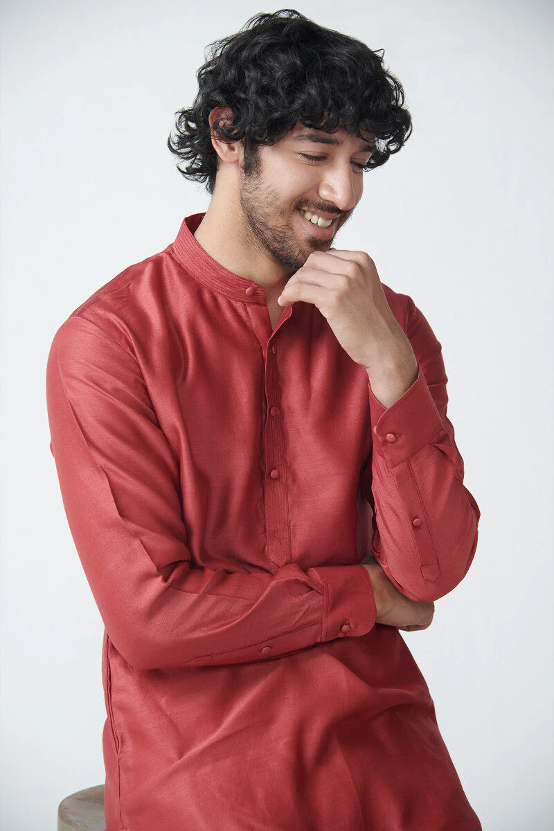 Shirin Arsh Red Chanderi Kurta - Image 5