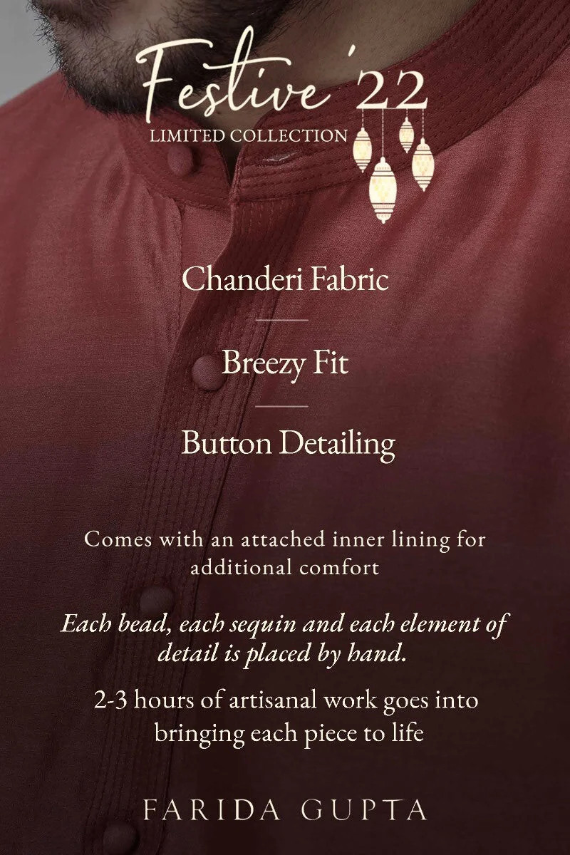 Shirin Arsh Red Chanderi Kurta - Image 7