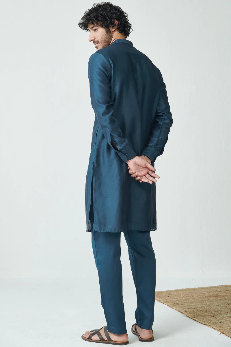 Shirin Arsh Royal Blue Chanderi Kurta - Image 5