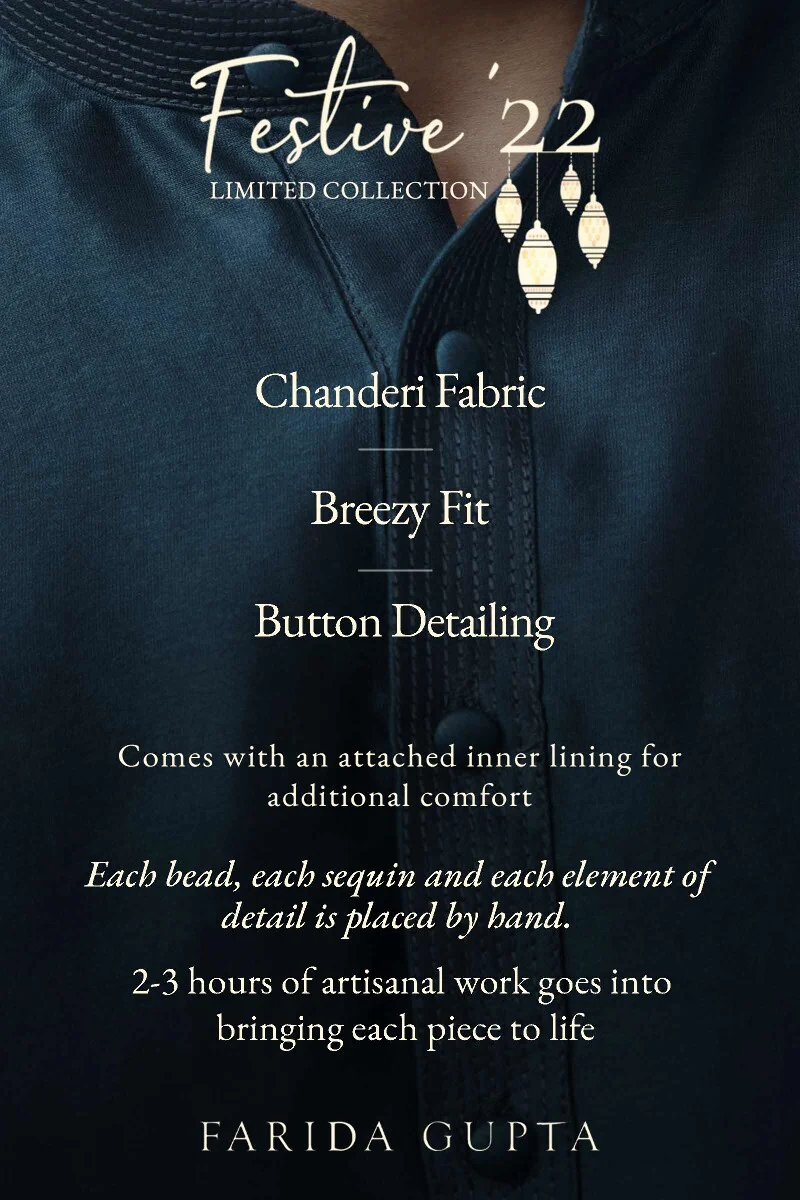 Shirin Arsh Royal Blue Chanderi Kurta - Image 6