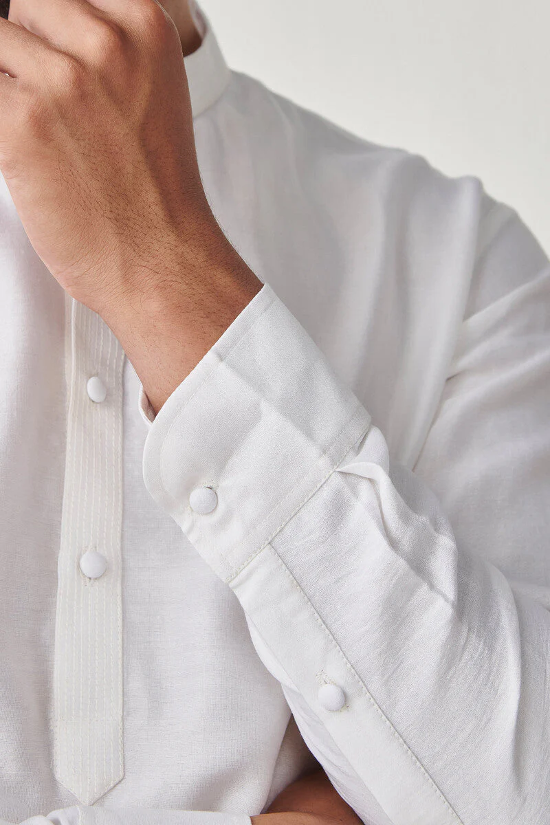 Shirin Arsh White Chanderi Kurta - Image 4