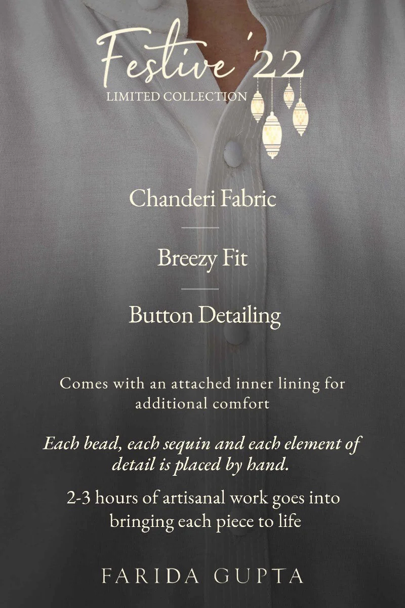 Shirin Arsh White Chanderi Kurta - Image 6