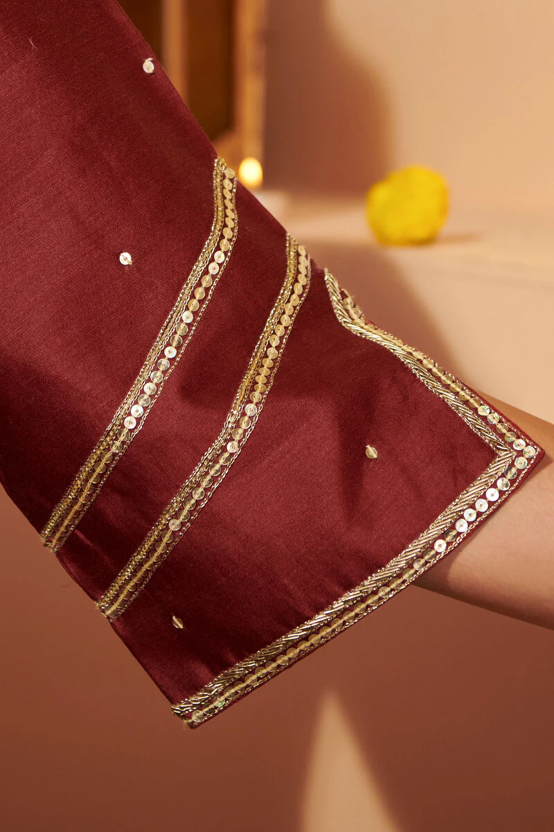 Shirin Chaand Red Chanderi Kurta - Image 5