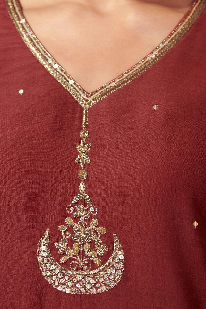 Shirin Chaand Red Chanderi Kurta - Image 3