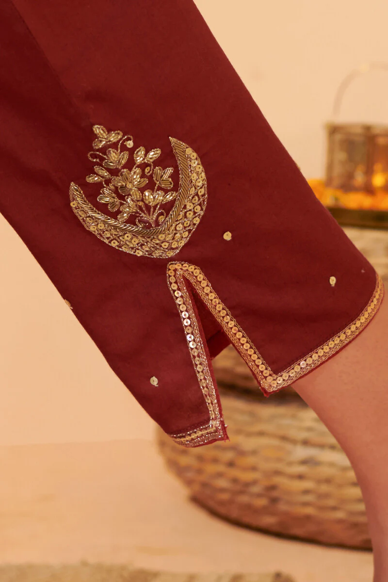 Shirin Chaand Red Narrow Pants - Image 2