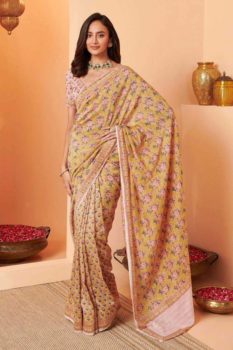 Shirin Kiara Sanganeri Cotton Silk Saree - Image 3