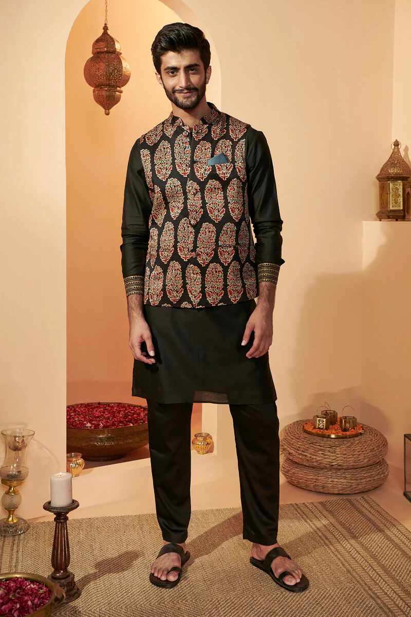 Shirin Mahin Ajrak Nehru Jacket - Image 3