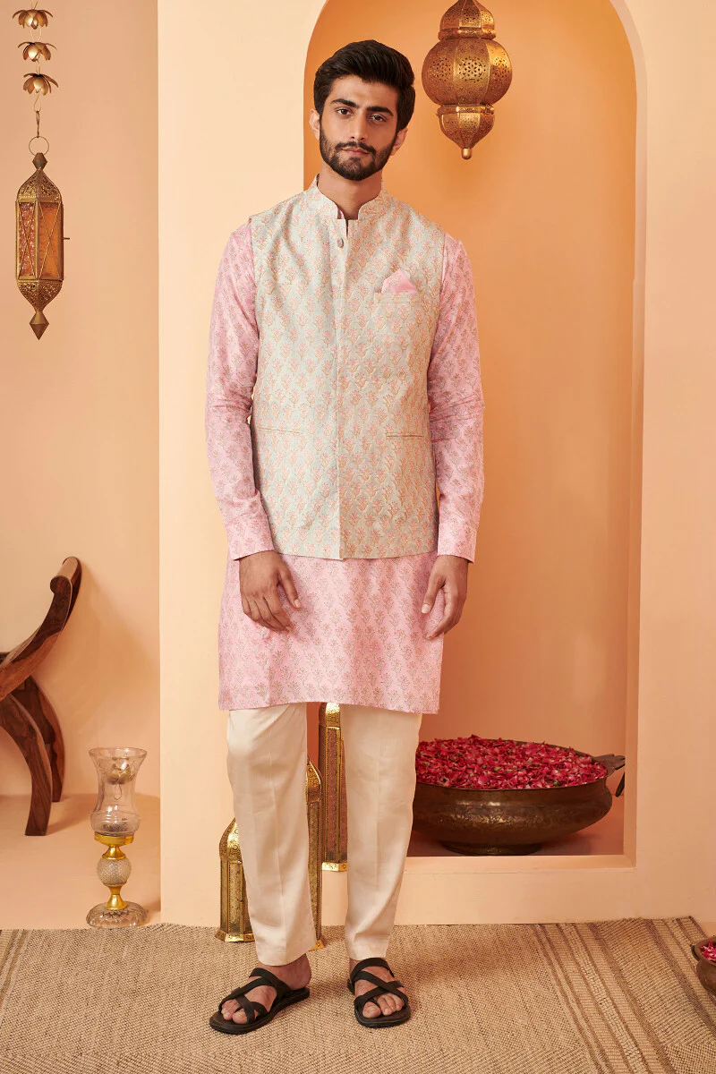 Shirin Mahin Sanganeri Chanderi Nehru Jacket - Image 2