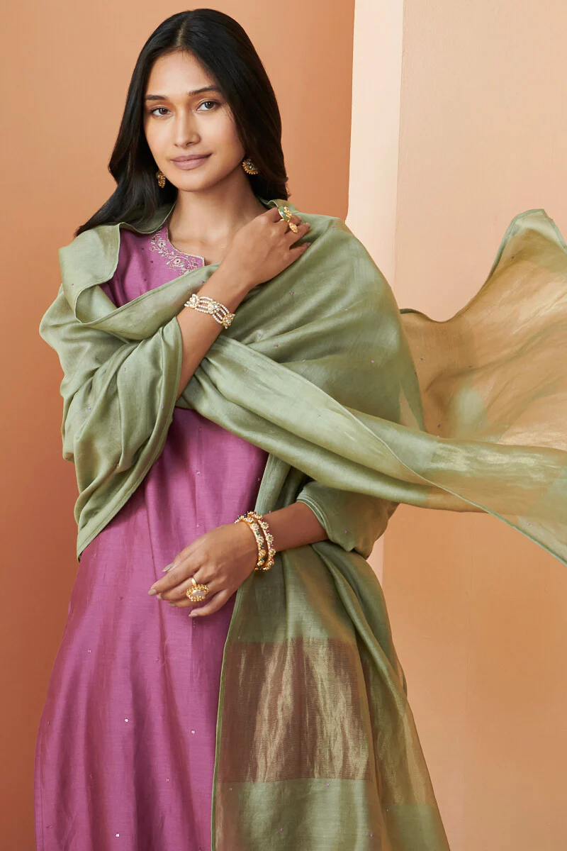 Shirin Mehreen Green Chanderi Dupatta - Image 5