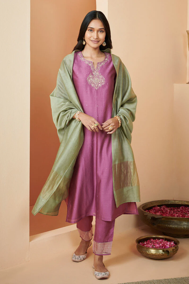 Shirin Mehreen Green Chanderi Dupatta - Image 3