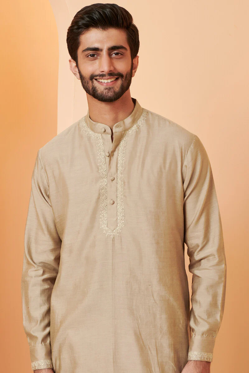Shirin Rehan Gold Chanderi Kurta