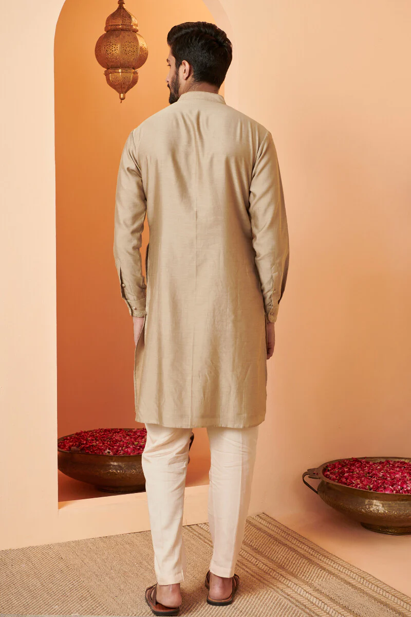 Shirin Rehan Gold Chanderi Kurta - Image 5