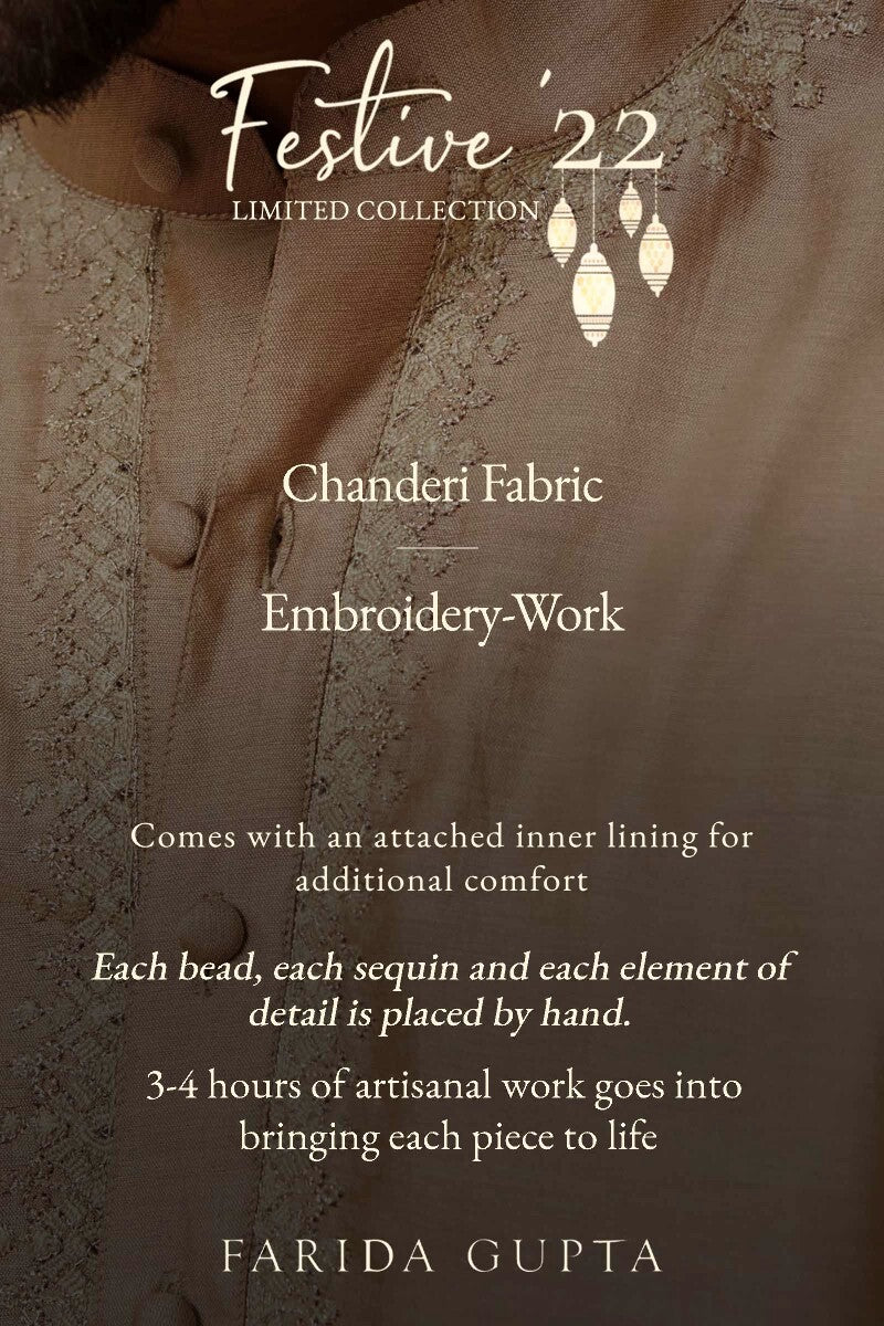 Shirin Rehan Gold Chanderi Kurta - Image 6