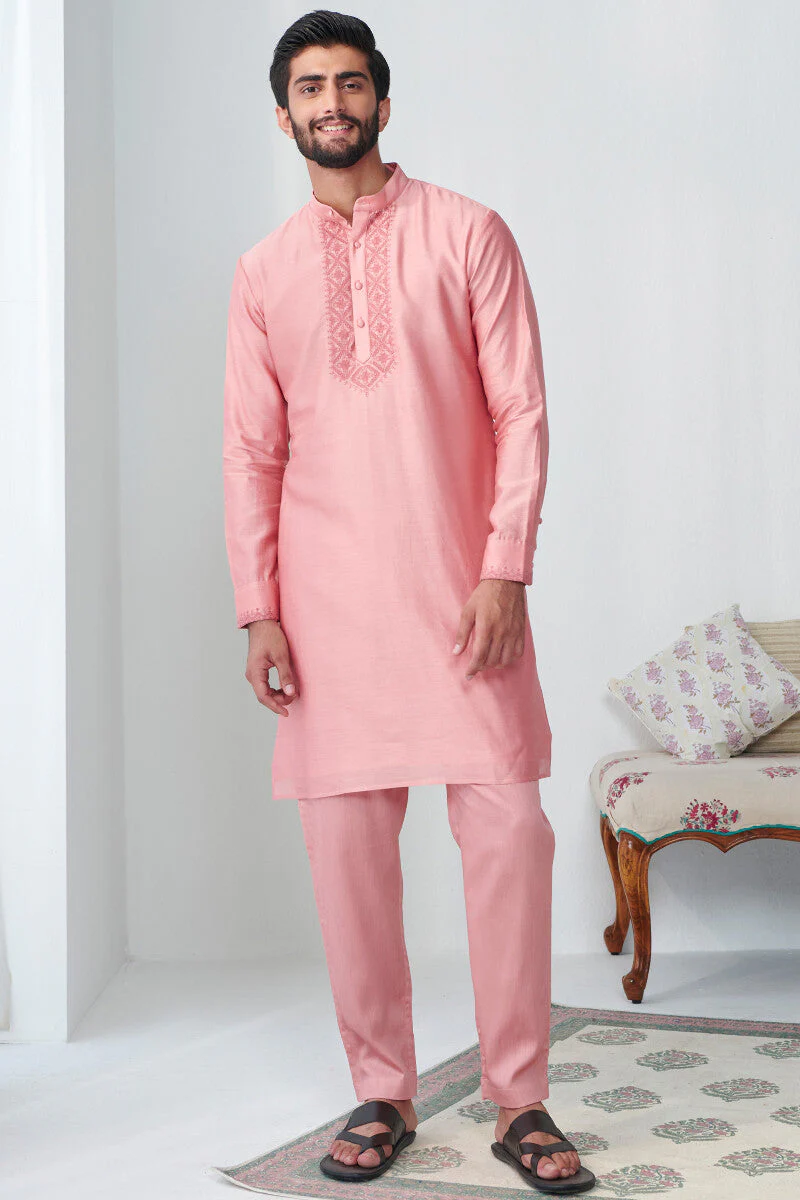 Shirin Rehan Pink Chanderi Kurta - Image 3
