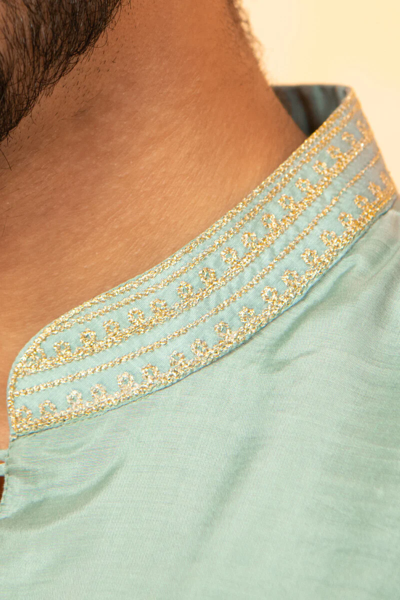 Shirin Rehan Sage Blue Modal Kurta - Image 5