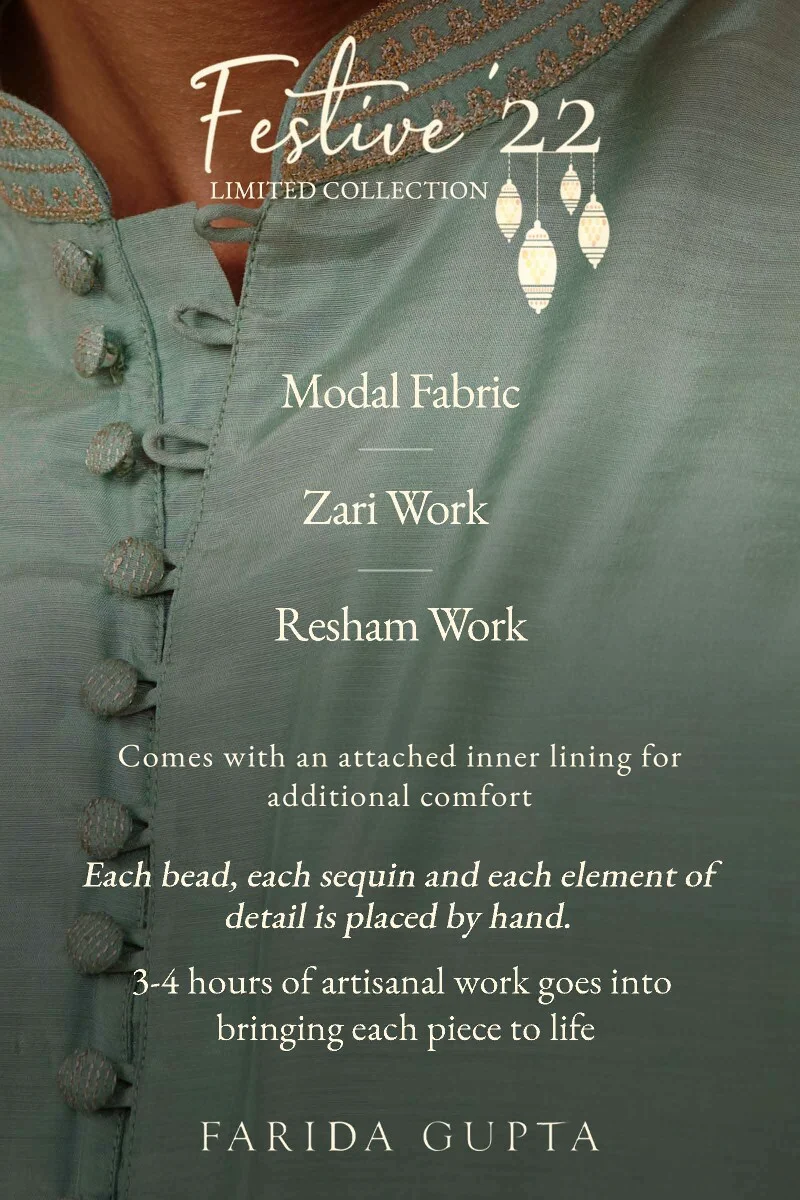 Shirin Rehan Sage Blue Modal Kurta - Image 7