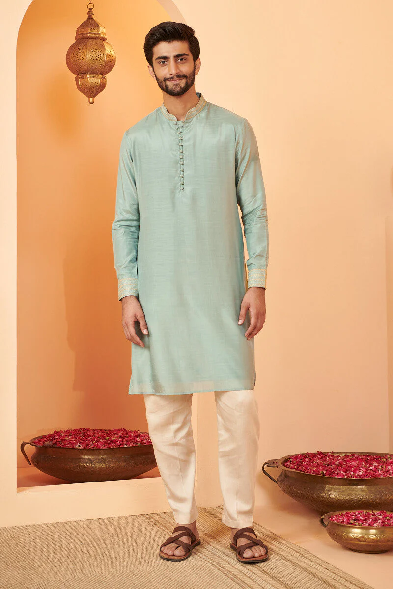Shirin Rehan Sage Blue Modal Kurta - Image 2