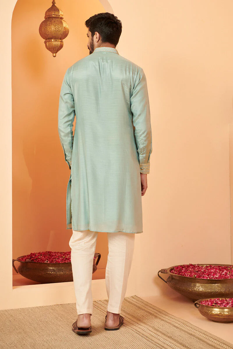 Shirin Rehan Sage Blue Modal Kurta - Image 6