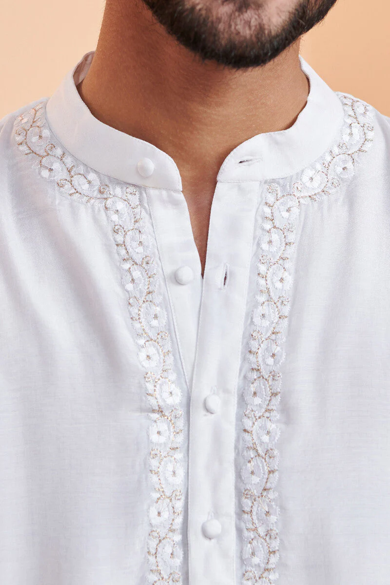 Shirin Rehan White Modal Kurta - Image 3