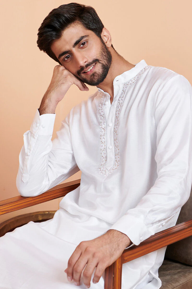Shirin Rehan White Modal Kurta - Image 5