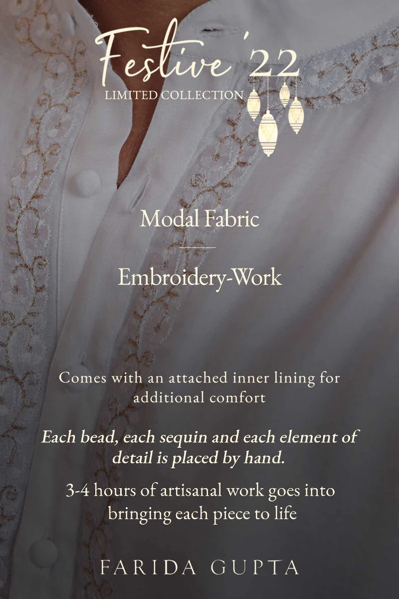 Shirin Rehan White Modal Kurta - Image 8