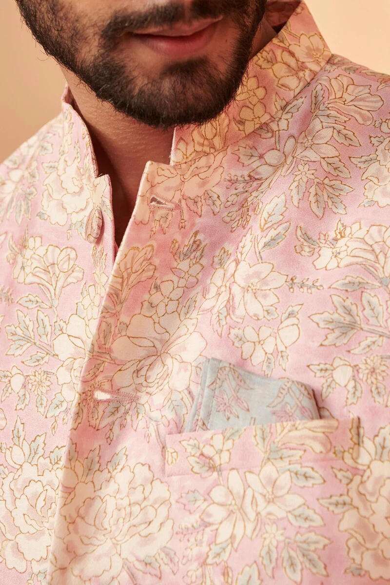 Shirin Sameer Sanganeri Chanderi Nehru Jacket - Image 3