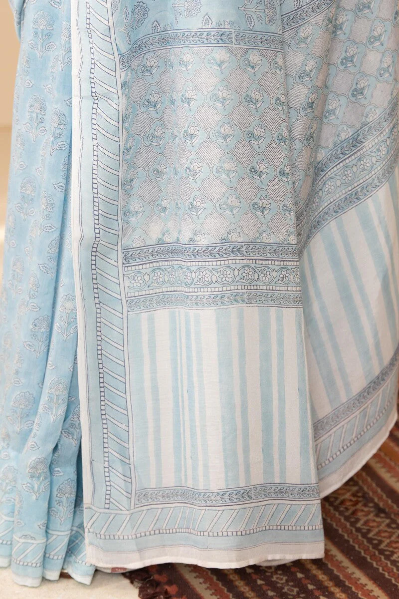 Shirin Suhana Sanganeri Cotton Silk Saree - Image 7