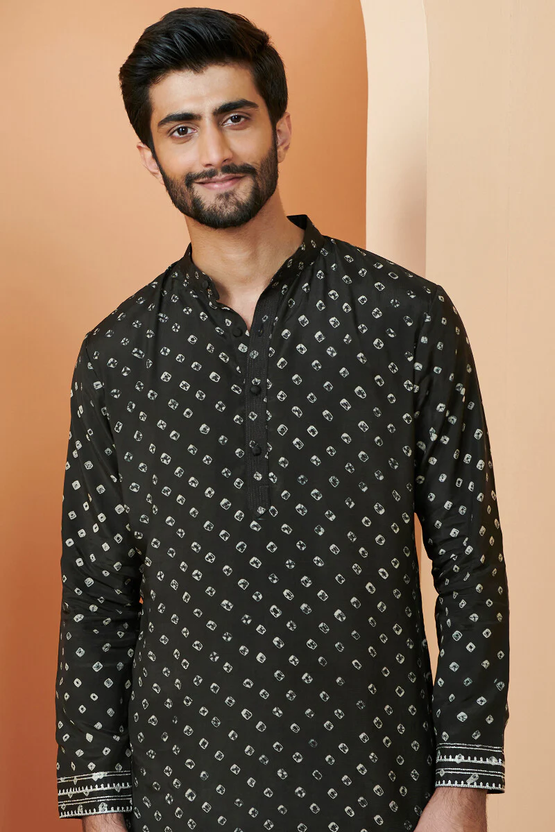 Shirin Zuhaid Black Bandhej Kurta